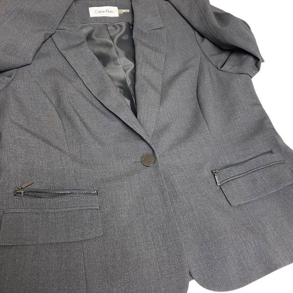 Calvin Klein Ladies Skirt Suit Size 14 Dark Gray Career Interview Office - Picture 7 of 16